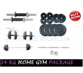 14 KG Home Gym Package, Rubber Plates & Dumbells Rods